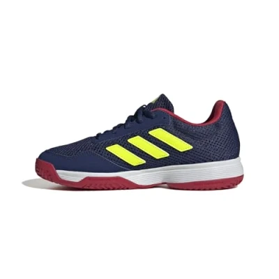 Image of adidas Performance Gamespec Unisex Multicourt tennis shoes for kids, Size: 2, Dark blue/lucid lemon/footwear white Imitation leather/ textile