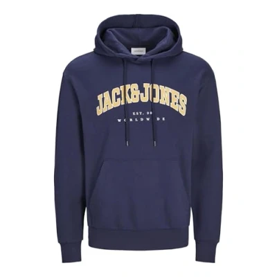 Image of JACK &amp; JONES Men&#039;s Jjecaleb Varsity Sweat Hood Noos Sweatshirt, Blazer Navy, XXL
