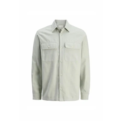 Image of Jack &amp; Jones Premium Spring Solid Rccraymond Shirt, Men&#039;s, Size: Large, Aqua gray