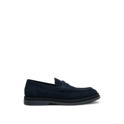 Image of HUGO Chaol Slipons, Men&#039;s, Size: 10, Dark blue Suede