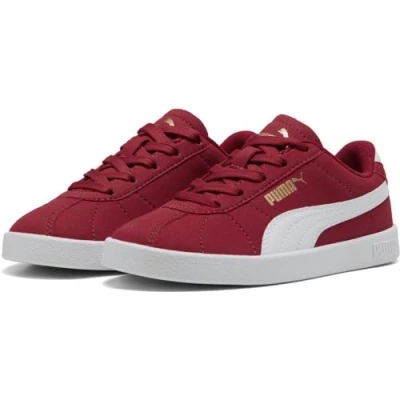 Image of Puma CLUB II Unisex Trainers for kids, Size: 11.5K, Dark crimson/white/gold Imitation leather/ textile