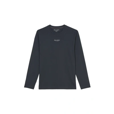 Image of Marc O&#039;Polo LOGO Print AT Centre Front Ribbed NECK TRIM Long sleeved top, Men&#039;s, Size: XS, Dark navy