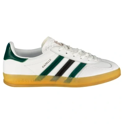 Image of adidas Originals Gazelle Indoor Trainers, Women&#039;s, Size: 5, Footwear white/collegiate green/core black leather and imitation