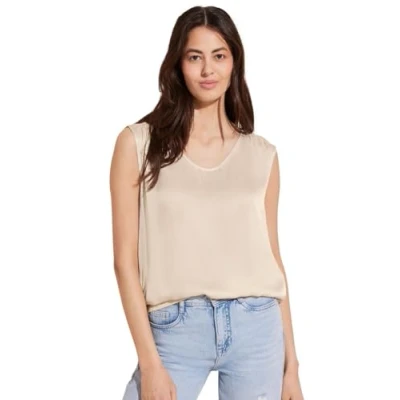 Image of Street One Women&#039;s Chiffon Ruffle Blouse, Honey Sand, 16