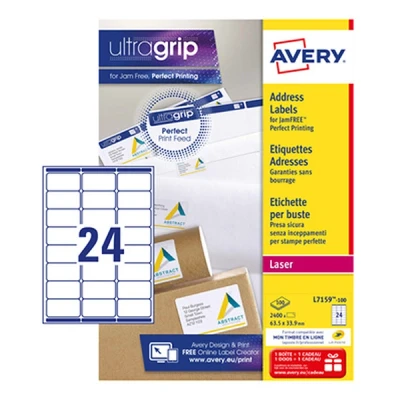 Image of Avery L7159 100 QuickPEEL Address Label 63.5 x33.9 mm (2400Labels)