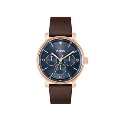 Image of BOSS Contender Watch, Men&#039;s, Size: One Size, Brown/blue