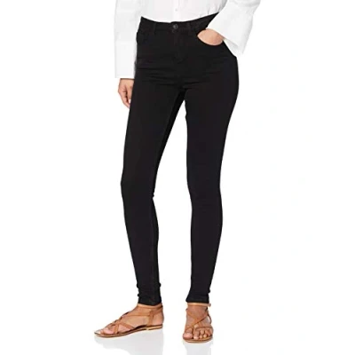 Image of PIECES Women&#039;s Pchighfive Flex Black Skn JNS vi/Noos Jeans, Black, XS