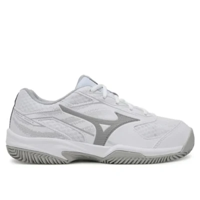 Image of Mizuno Break SHOT 5 CC Clay court tennis shoes, Women&#039;s, Size: 6.5, White/ultimate gray/harbor mist Imitation leather/ textile