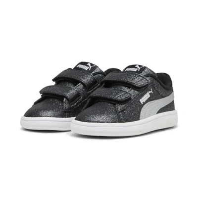 Image of Puma Baby Girl&#039;s Smash 3.0 Glitz Glam V Inf Sneaker, Black Silver White, 3 UK Child