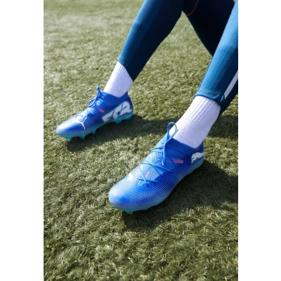 Image of Puma Future 7 Match FG/AG Moulded stud football boots, Women&#039;s, Size: 4.5, Bluemazing/white/electric peppermint Textile/synthetics