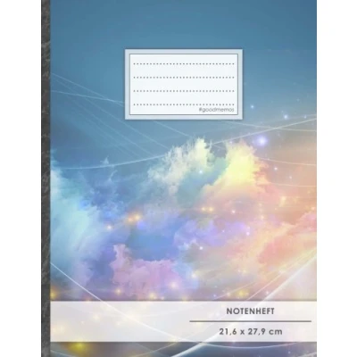 Image of Notenheft: DIN A4 48 Seiten, 24 Blatt, 12 Systeme, „Fantasy“ Original #GoodMemos Schulheft Mit Inhaltsverzeichnis und Seitenzahlen, Noten Lineatur 14