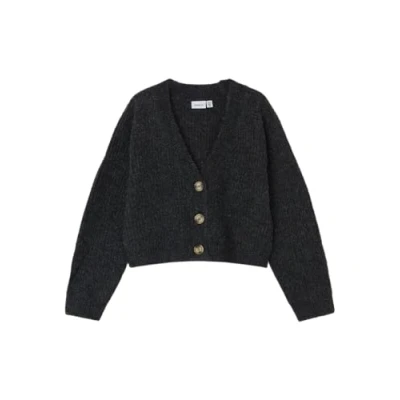 Image of Name it Nkfholly BOXY Short Cardigan for kids, Size: 9 10y, Dark grey melange