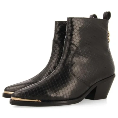 Image of Gioseppo Smyrna Cowboy/biker ankle boot, Women&#039;s, Size: 4, Black Sheepskin