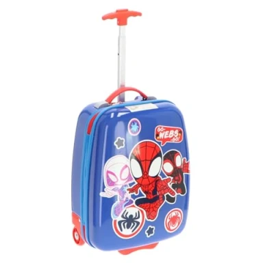 Image of Undercover Polycarbonate Trolley Licensed Suitcase with Motif 16 Inch Tie Down Straps and Zip Compartment Telescopic Rod Lightweight Robust for Children, multicoloured, Spider