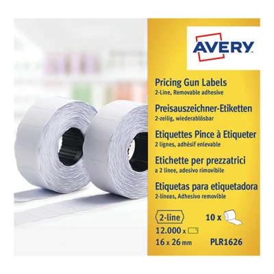 Image of Avery Zweckform PLR1626 Label Roll Removable 2 Lines 16 x 26 mm 10 Rolls / 12,000 Pieces White