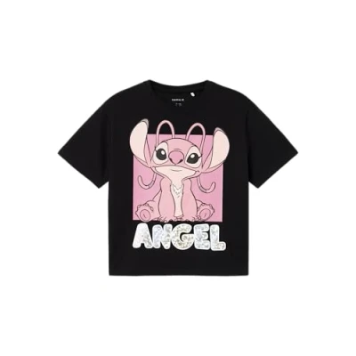Image of NAME IT Girl&#039;s Nkfnyri Stitch Ss Nreg Top Box Wdi T Shirt, Black, 122 128