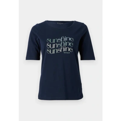 Image of TOM Tailor Basic Print Tshirt, Women&#039;s, Size: Medium, Sky captain blue