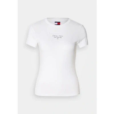 Image of Tommy Jeans W ESS LOGO EXT Print Tshirt, Women&#039;s, Size: 4, Ecru