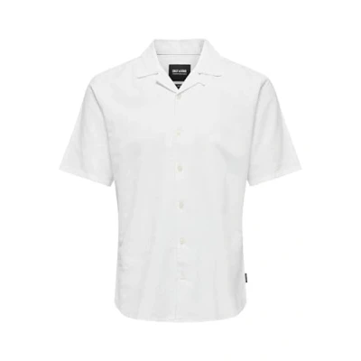 Image of Only &amp; Sons Onscaiden LIFE Solid Resort Shirt, Men&#039;s, Size: XS, White