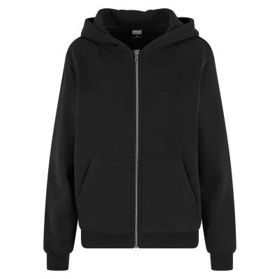Image of Urban Classics Women&#039;s Hooded Pullover, Fluffy Zip Hoodie, Hoodie with for Women, Loose Fit, black, L