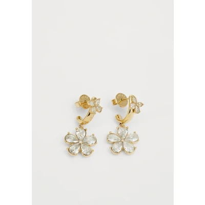 Image of Guess Women&#039;s Hoop Earrings Lily Flower J Gold Tone JUBE05105JWYG