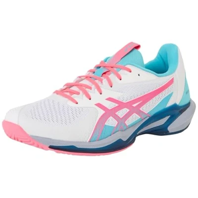 Image of Asics Solution Speed FF 3 Padel shoes, Men&#039;s, Size: 12, White/hot pink Synthetics/textile
