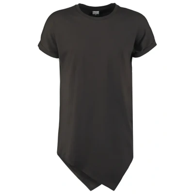Image of Urban Classics Asymetric LONG TEE Print Tshirt, Men&#039;s, Size: Small, Black