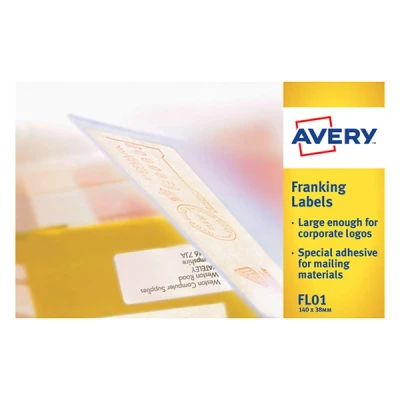 Image of Avery FSC Franking Labels, Manual Feed, 2 Labels Per Sheet, 1000 Quickdry(FL01), White