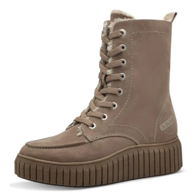 Image of s.Oliver Damen Winterstiefeletten zum Schnüren Gefüttert Vegan, Braun (Taupe), 38 EU