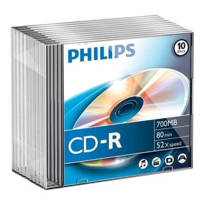 Image of Philips CDR 80 (52x) 10pk Slim Jewel Case