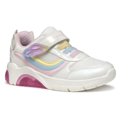 Image of Geox Light UP J Fadinlight GIRL Trainers for kids, Size: 11K, White/multicolor Imitation leather/ textile