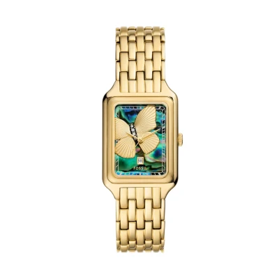 Image of Fossil Raquel Gold and Black Pearl Women&#039;s Watch ES5409