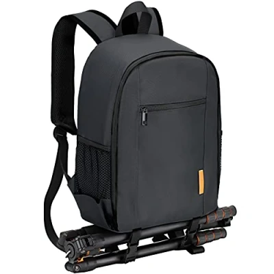 Image of TARION Camera Backpack Waterproof Case Bag with Laptop Compartment and Rain Cover for DSLR SLR Lens Flash Accessories Black