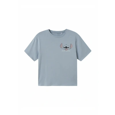 Image of Name it Stitch Print Tshirt for kids, Size: 9 10y, Dusty blue