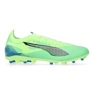 Image of Puma Ultra 5 Match MG Moulded stud football boots, Men&#039;s, Size: 7.5, Fizzy apple/white/bluemazing Textile/synthetics