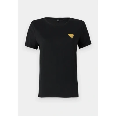 Image of ONLY Onlkita LIFE LOGO TOP NOOS Basic Tshirt, Women&#039;s, Size: XS, Black