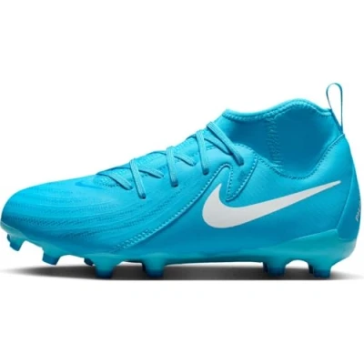 Image of Nike Performance JR Phantom LUNA II ACAD FG/MG Unisex Moulded stud football boots for kids, Size: 2.5, Blue fury/white Textile/synthetics