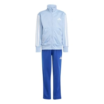 Image of adidas Performance Essentials Tracksuit KIDS Unisex SET bottoms for kids, Size: 7 8y, Glow blue/white