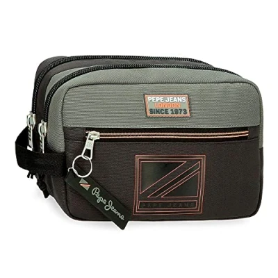Image of Pepe Jeans Cody Toiletry bag Two Compartments Adaptable Black 22x10x9 cms Polyester, Black, Neceser Dos Compartimentos Adaptable, Make up