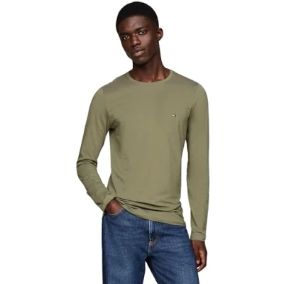 Image of Tommy Hilfiger SLIM FIT Long Sleeve sleeved top, Men&#039;s, Size: 3XL, Green