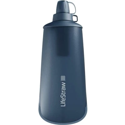 Image of LifeStraw Peak Series Collapsible Squeeze Bottle Water Filter System 1L for Trail Running, Through Hiking, Travel, Cycling, and Fishing, Mountain Blue