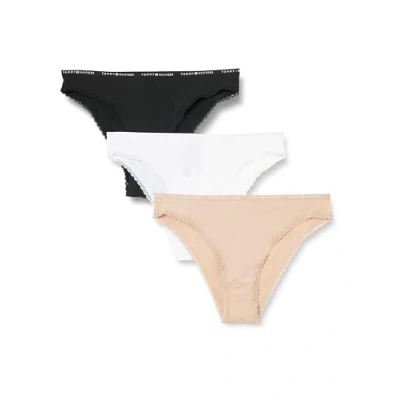 Image of Tommy Hilfiger Brazilian 3 PACK Briefs, Women&#039;s, Size: 6, Misty blush/white/black