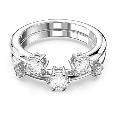 Image of Swarovski Constella Cocktail 2PACK Ring silvercoloured, Women&#039;s, Size: O, Silver coloured