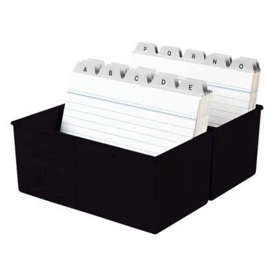 Image of HAN Index Card Box DIN A6 Landscape for 400 Cards with Steel Hinge Black