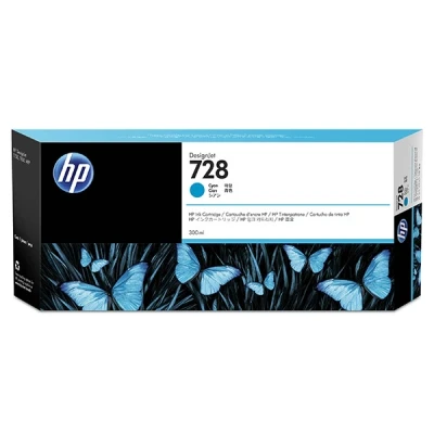 Image of HP 728 F9K17A Cyan 300 ml Genuine Ink Cartridge, High Capacity, with Original Ink, for DesignJet T730 and T830 Large Format Plotter Printers 729 Printhead