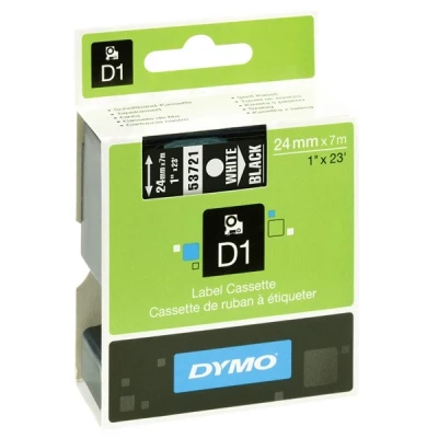 Image of DYMO Authentic D1 Labels 24mm x 7m Roll White Print on Black Self Adhesive for LabelManager Label Printers
