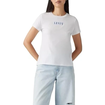 Image of Levi&#039;s Women&#039;s The Perfect Tee T Shirt, Serif Emb Bright Whi, S, S