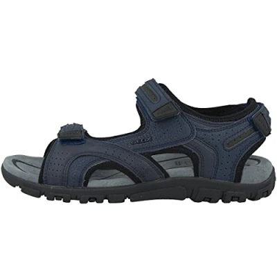 Image of Geox Strada Walking sandals, Men&#039;s, Size: 6.5, Navy/dark grey Imitation leather/ textile