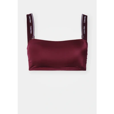 Image of Calvin Klein Swimwear Removable Straps Bandeau Bikini top, Women&#039;s, Size: Small, Plum glaze