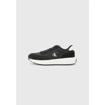 Image of Calvin Klein Jeans Athleisure Runner Trainers, Men&#039;s, Size: 9, Black/bright white shoes